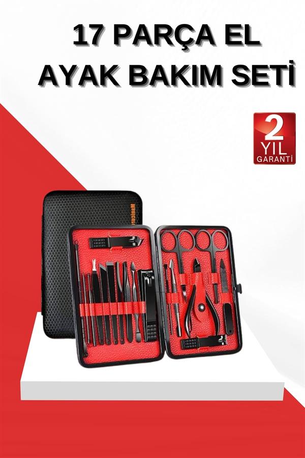 17 Parça Manikür Seti El ve Ayak Bakımı Törpü Cımbız Tırnak Temizleme - Görsel 2