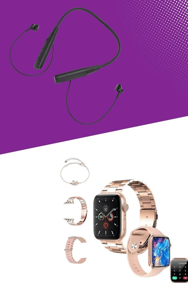 Kablolu Bluetooth Kulaklık ve Kadınlara Özel Bileklik Hediyeli Yeni Nesil Akıllı Saat 3 Kordonlu - Görsel 4