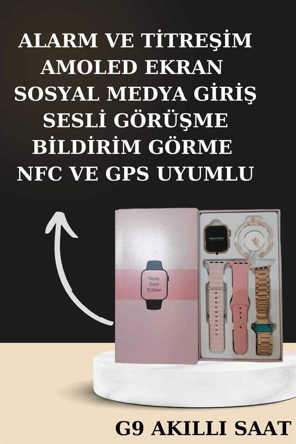 Nabız Ölçer Hediye Bileklikli Akıllı Saat ve Dijital Göstergeli Bluetooth Kulaklık Çoklu Şarj Girişi - Görsel 3