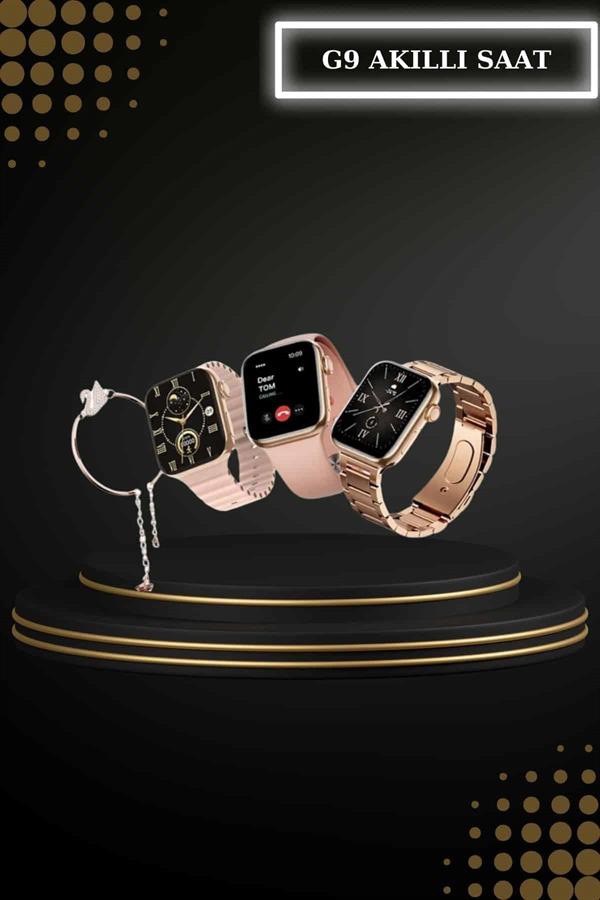 Wireless Şarjlı Pembe Akıllı Saat ve Kablosuz Bluetooth Kulaklık Dokunmatik Kontrol - Görsel 5