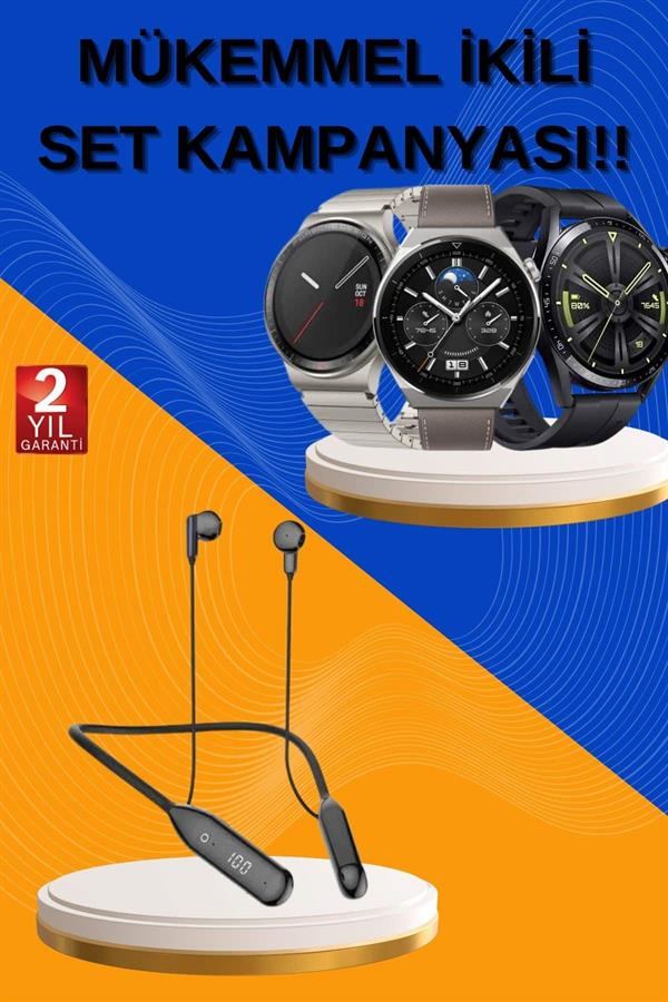 Alarm ve Titreşim Özellikli Akıllı Saat ve Mikrofonlu Kablolu Bluetooth Kulaklık 60 Saat - Görsel 2