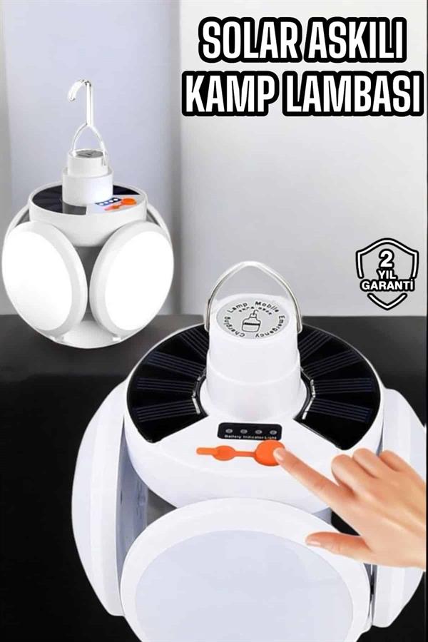 Katlanabilir Taşınabilir Kamp Lambası Işıldak Beyaz Işık Güneş Enerjili Solar Aydınlatma - Görsel 2