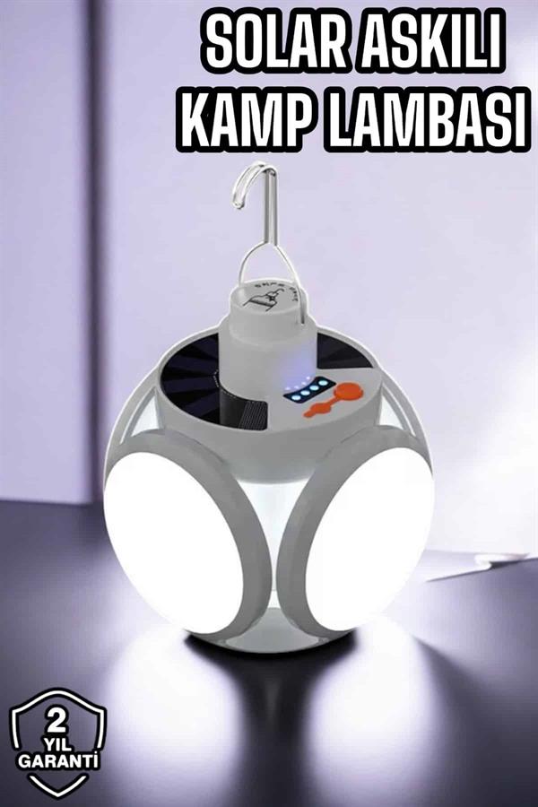 Güneş Enerjili Solar Aydınlatma Kamp Çadır Lambası Şarjlı Ampül Led Şarjlı El Feneri Işıldak - Görsel 2