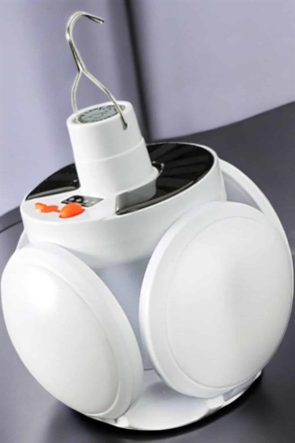 Güneş Enerjili Solar Aydınlatma Kamp Çadır Lambası Şarjlı Ampül Led Şarjlı El Feneri Işıldak - Görsel 4