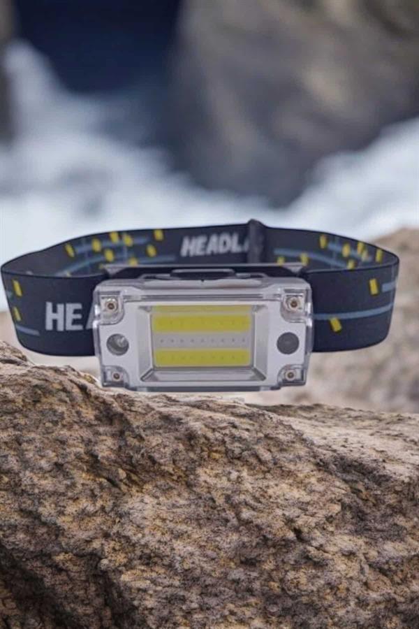 Beyaz Led Işık Sensörlü Kafa Lambası Lityum Batarya Led El Fenerli Şarjlı - Görsel 5