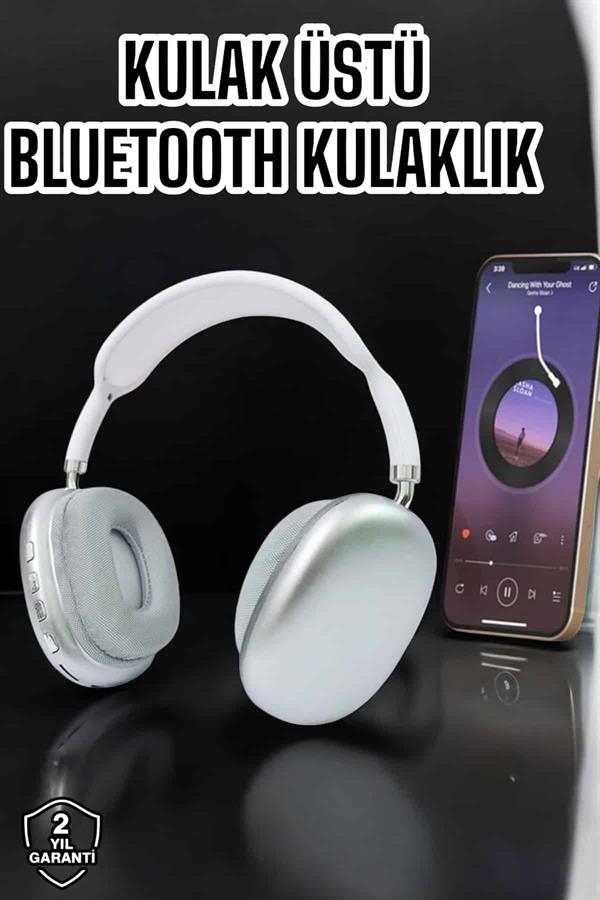 P9 Plus Kablosuz Kulak Üstü Bluetooth Kulaklık Beyaz Mikrofonlu Kulaküstü Kablosuz Kulaklık - Görsel 2