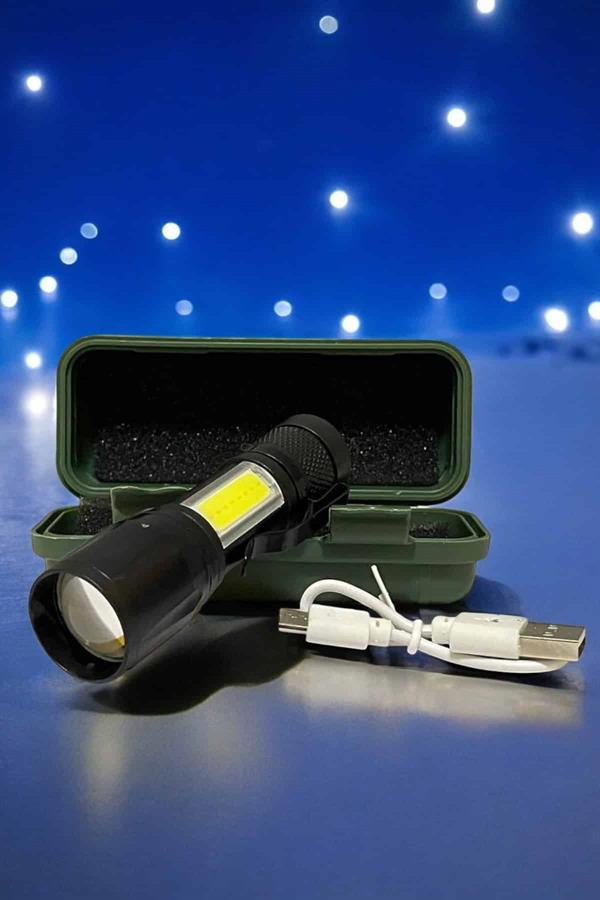 El Feneri Led USB Şarjlı Zoom Mini Led Işık Acil Durum Feneri - Görsel 3