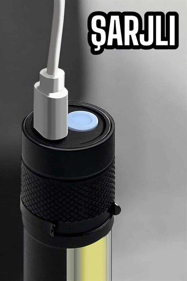 El Feneri Led USB Şarjlı Zoom Mini Led Işık Acil Durum Feneri - Görsel 5