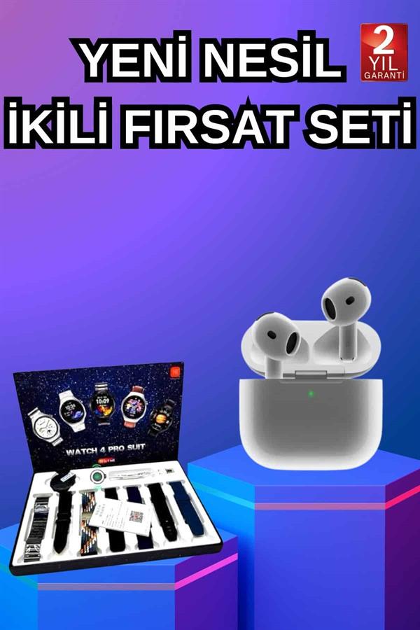 3.Nesil TWS Bluetooth Kulaklık Bluetooth Bağlantılı Akıllı Saat Amoled Ekran Plastik Hasır Kordon - Görsel 2