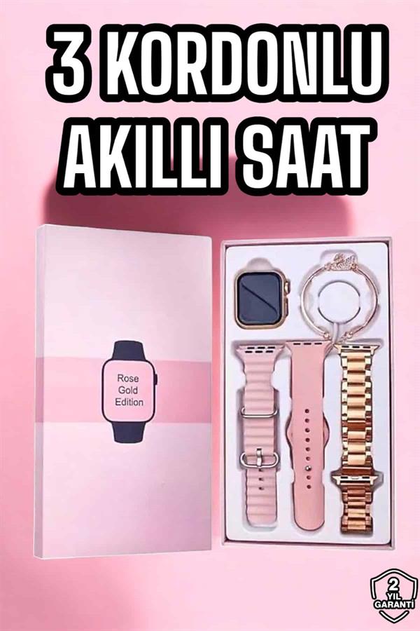 Akıllı Saat Amoled Ekran 3 Kordonlu Aksesuar Hediyeli Sesli Görüşme - Görsel 2