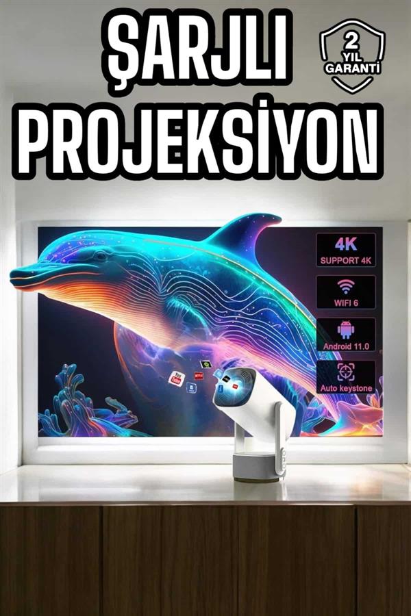 Taşınabilir Sinema Oyun Projektörü Akıllı Projeksiyon Android 11 - Görsel 2