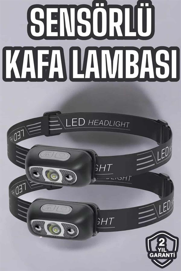 Kafa Lambası Kamp Lambası Led Işık Şarjlı Ayarlanabilir - Görsel 2