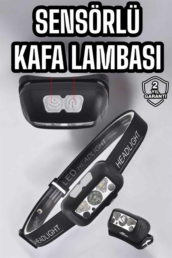 Kafa Lambası Kamp Lambası Sensörlü Şarjlı Ayarlanabilir - Görsel 2