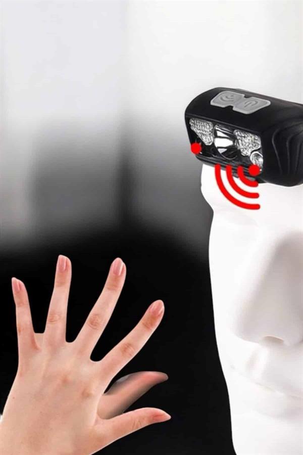 Kafa Lambası Kamp Lambası Sensörlü Şarjlı Ayarlanabilir - Görsel 3