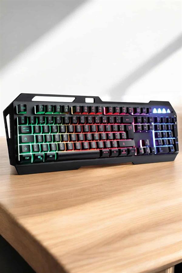 Q Klavye RGB Işıklı Klavye Ve Mouse Seti Kablolu Mouse Hediyeliş - Görsel 4