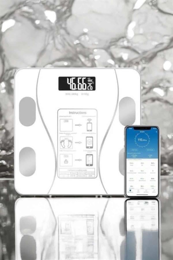 Akıllı Tartı Bluetooth Bağlantılı Yağ Ölçebilen Tartı Yeni Nesil - Görsel 3