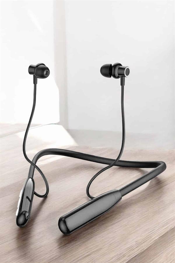Boyun Askılı Bluetooth Kulaklık Uzun Şarj Süreli Dijital Göstergeli Kablolu - Görsel 5