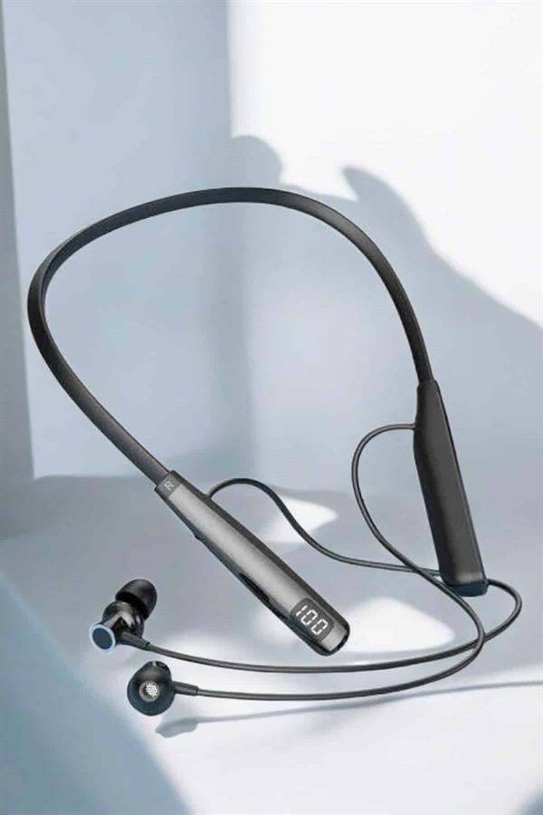 Dijital Göstergeli Kulak İçi Kablosuz Bluetooth Kulaklık Boyun Bantlı - Görsel 3