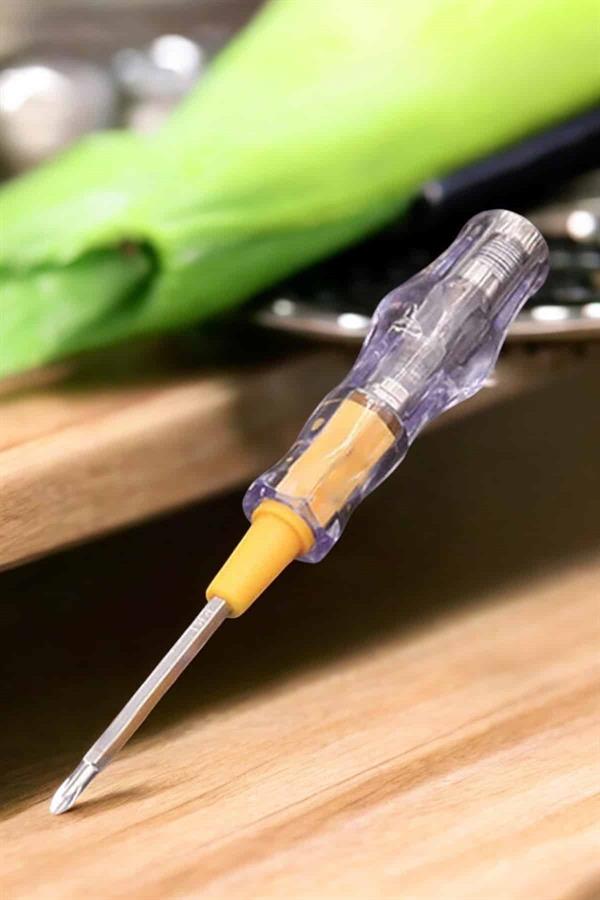 Test Cihazı Kontrol Kalemi Çift Başlıklı Şeffaf Elektrik Testi - Görsel 4