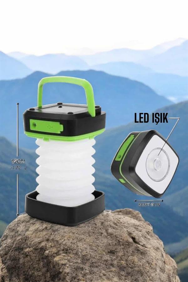Led Lamba Kamp Lambası Hafif Taşınabilir Şarj Süreli Akordeon El Fenerli - Görsel 4