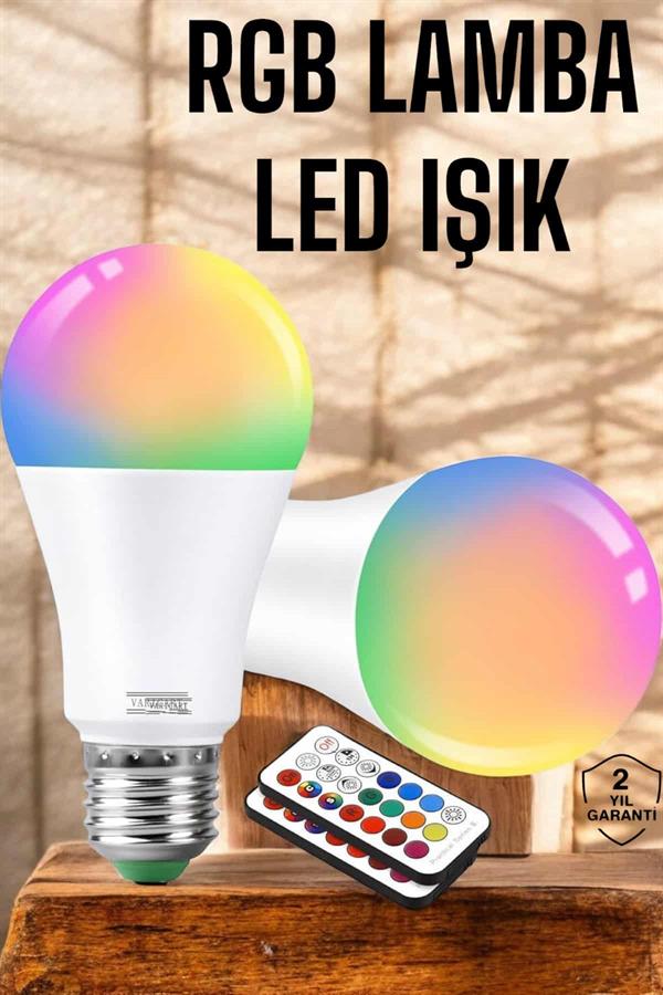 RGB Led Lamba Led Işık Ampul Renk Değiştirebilen 100 Watt - Görsel 2