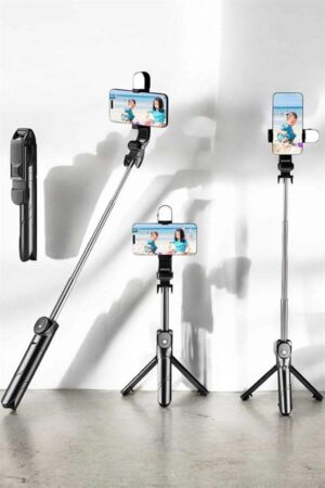 Tripod Kablosuz Bluetooth Bağlantılı Selfie Çubuğu 360 Derece Dönebilen