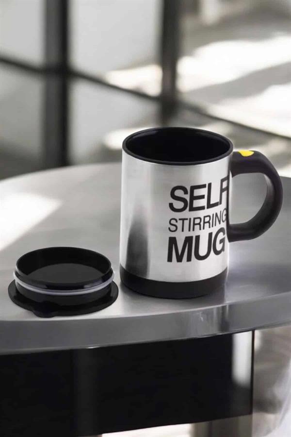 Yazılı Kupa Kendi Kendini Karıştıran Mikser Kupa Termos Bardak - Görsel 3