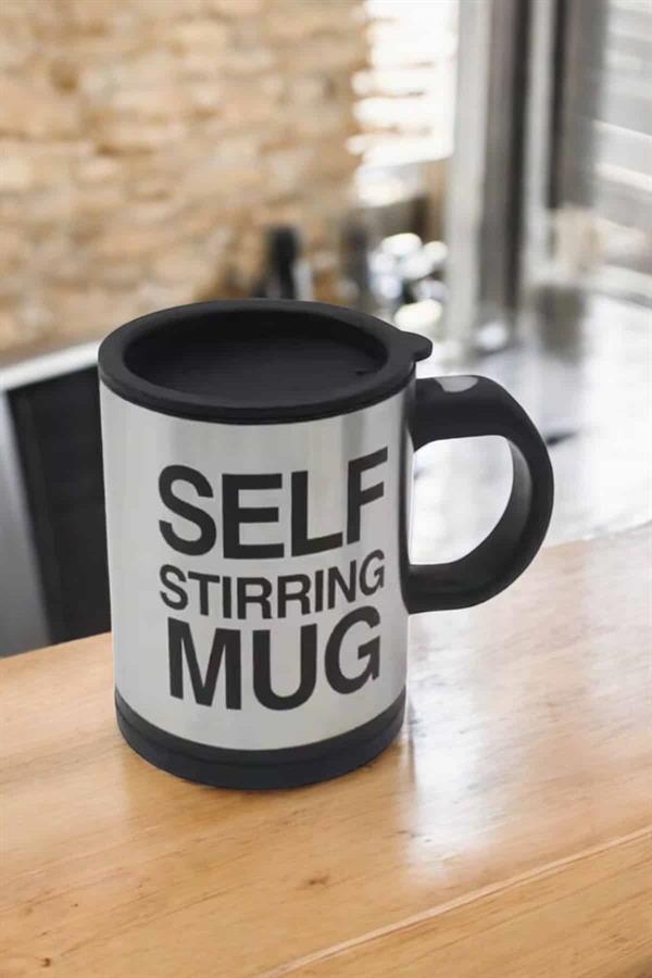 Yazılı Kupa Kendi Kendini Karıştıran Mikser Kupa Termos Bardak - Görsel 4