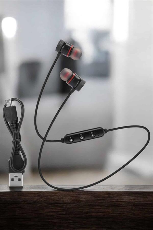 Mikrofonlu Kablosuz Sport Kulak İçi Mıknatıslı Kulaklık - Görsel 2