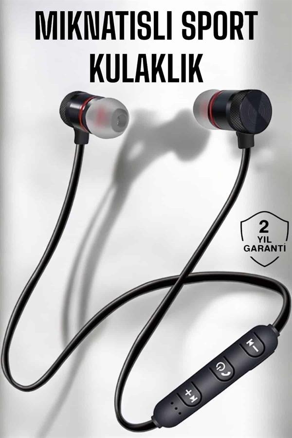 Kablolu Mıknatıslı Sport Kulaklık Bluetooth Bağlantılı - Görsel 2