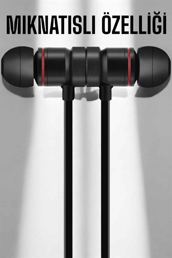 Kablolu Mıknatıslı Sport Kulaklık Bluetooth Bağlantılı - Görsel 3