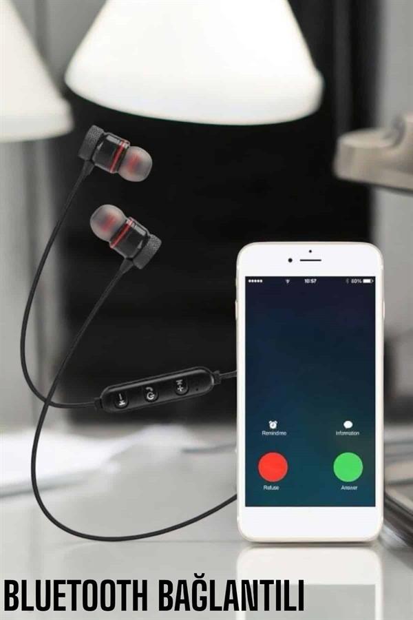 Kablolu Mıknatıslı Sport Kulaklık Bluetooth Bağlantılı - Görsel 4