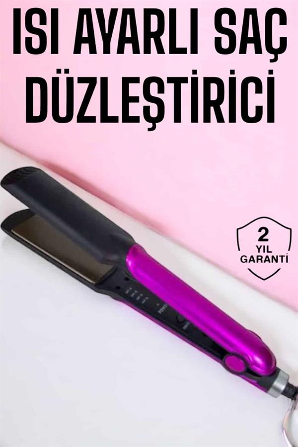 Saç Düzleştirici Isı Ayarlı Seramik Kaplama Döner Kablo Yıpranma Karşıtı - Görsel 2