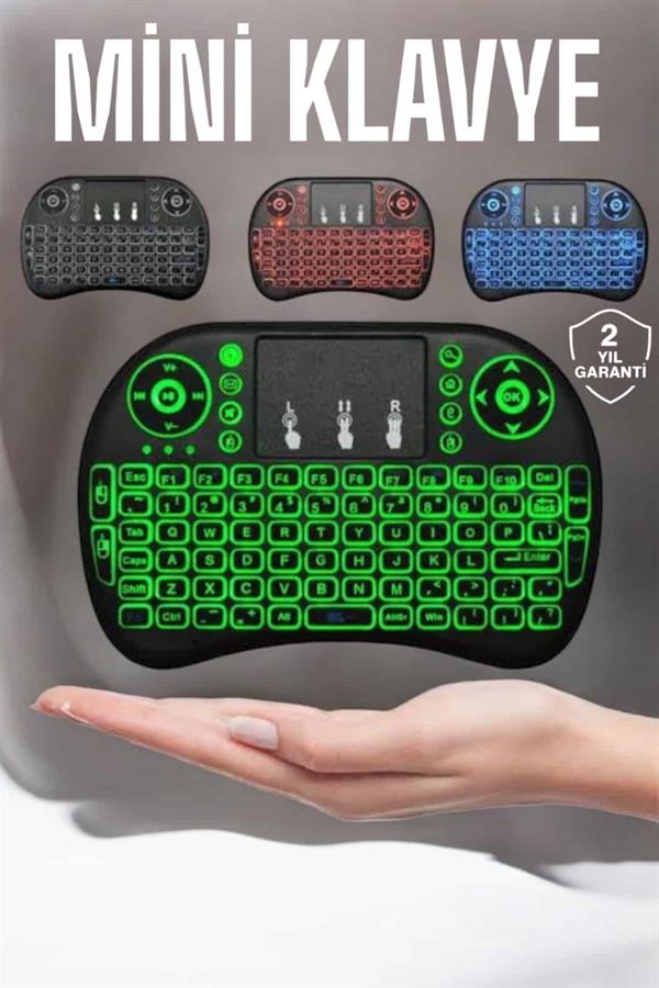 TV Uyumlu Mini Klavye Q Klavye Işıklı Tüm Cihazlara Uyumlu - Görsel 2