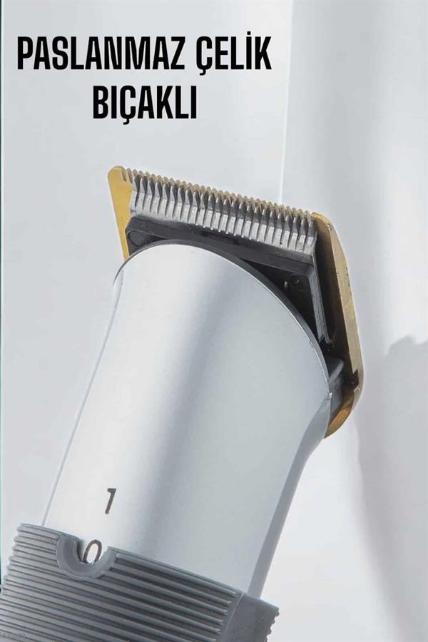 4 Taraklı Profesyonel Şarjlı Saç ve Sakal Kesme Tıraş Makinesi Seti - Görsel 5