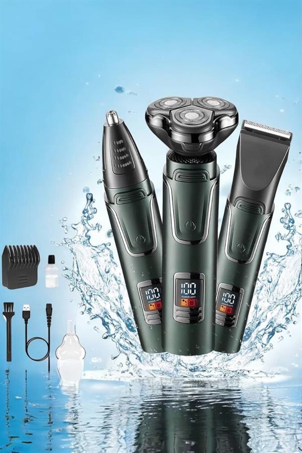 3 Başlıklı Profesyonel Saç ve Sakal Bakım Seti Vücut Burun ve Kulak Tüy Alma - Görsel 5