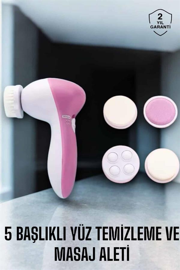 Taşınabilir Yüz Temizleme Cihazı Masaj Peeling Temizlik 5 Başlıklı - Görsel 2