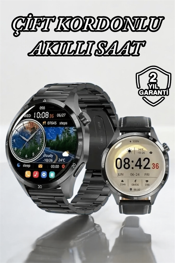Çift Kordonlu Yüksek Çözünürlüklü Akıllı Saat Uyku İzleyici & Spor Modları - Görsel 2