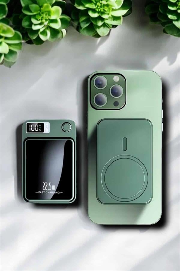 22.5W Magsafe Kablosuz Şarjlı Powerbank Dijital Ekran ve Hızlı Şarj - Görsel 4