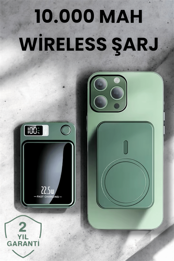 Pratik ve Taşınabilir 10.000 mAh Wireless Powerbank Hızlı Şarj Avantajı - Görsel 2