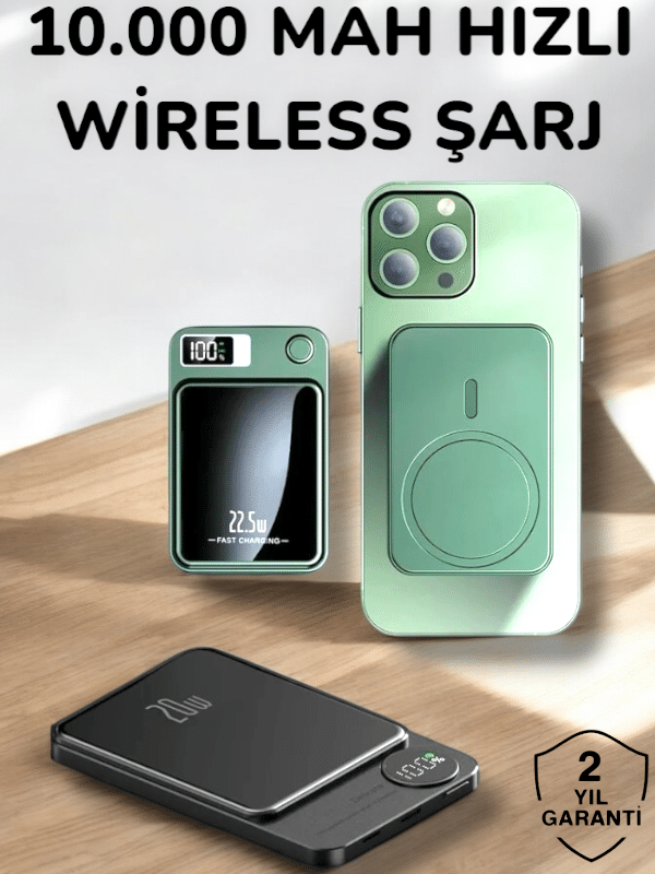 iOS Uyumlu 22.5W Hızlı Şarj Magsafe Powerbank Dijital Göstergeli 10.000 mAh - Görsel 2