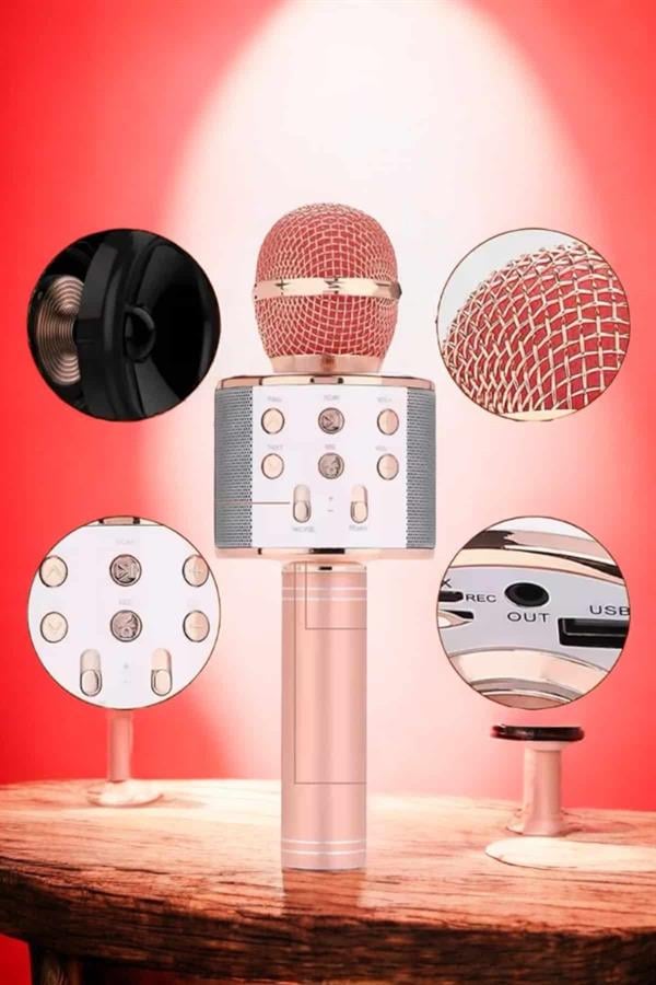 Şarjlı ve Uzun Pil Ömürlü Karaoke Mikrofon USB Bellek Destekli Profesyonel Ses - Görsel 5