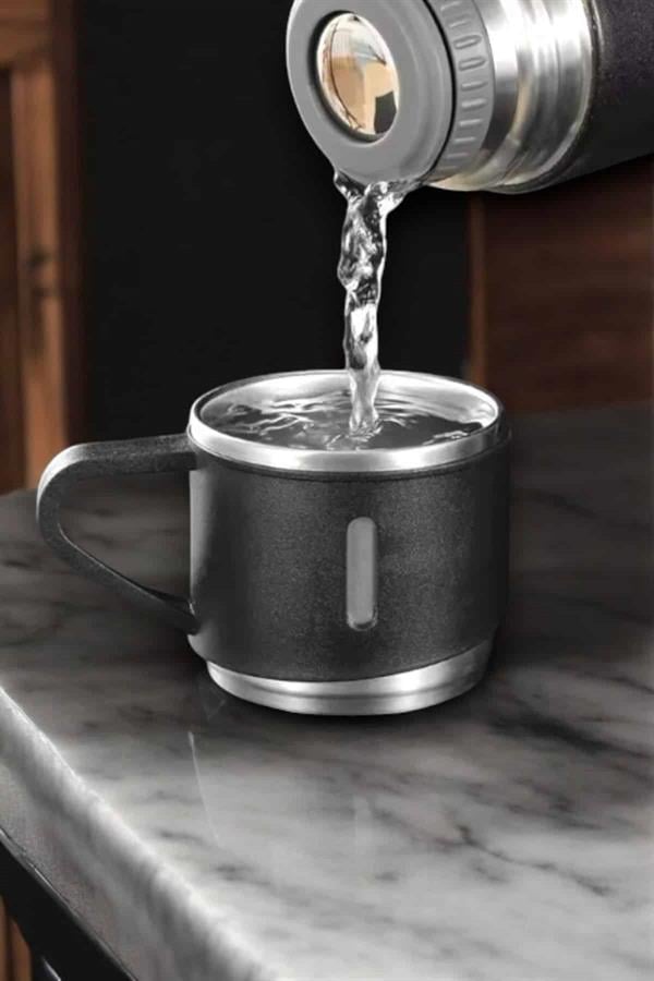 Şık ve Dayanıklı 3 Bardaklı Termos Seti Uzun Süre Isı Koruma Özellikli - Görsel 5