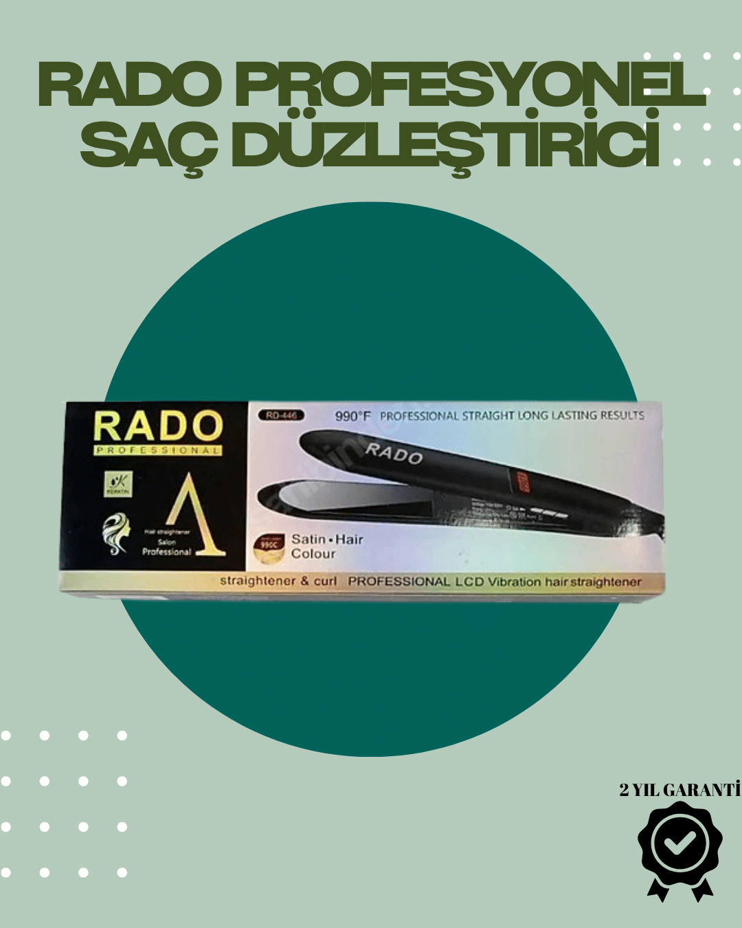 Rado RD-446 – Titanyum Seramik 2.5 Metre Kablo Hızlı Isınan Saç Düzleştirici