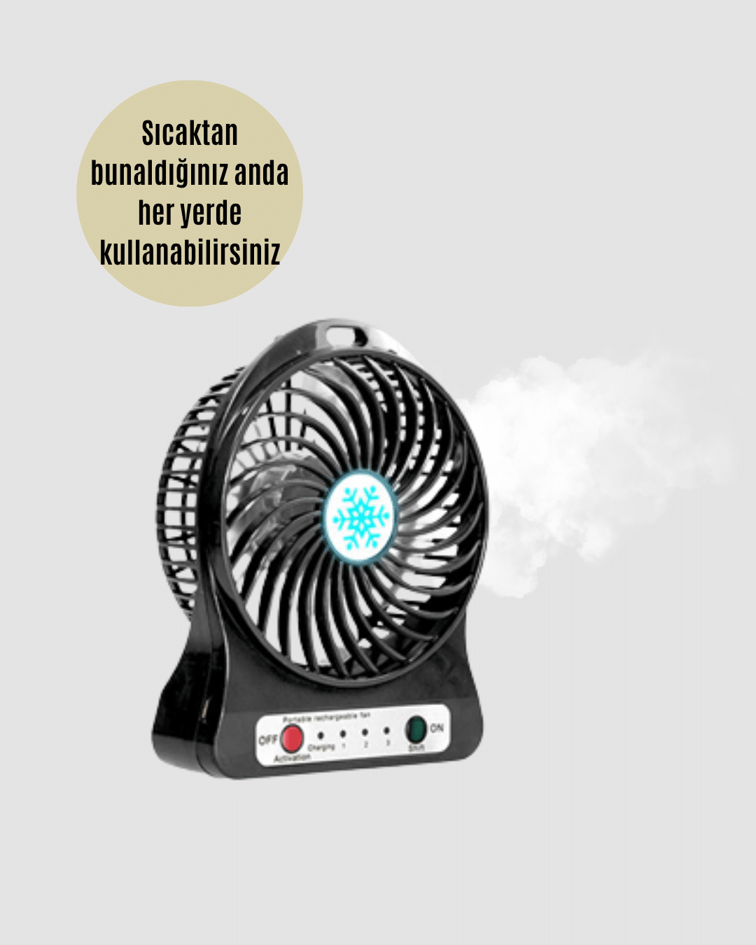 USB Girişli Taşınabilir Masaüstü Mini Fan – 3 Kademeli Hız Şarjlı Işıklı Sessiz Çalışma - Görsel 5
