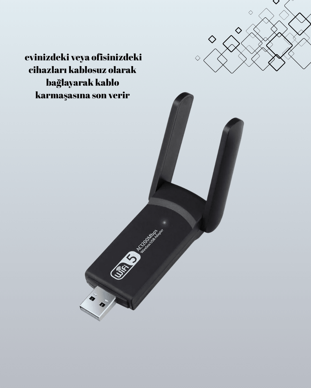 USB 3.0 Wireless Adaptör – 2.4GHz & 5GHz Destekli - Görsel 3