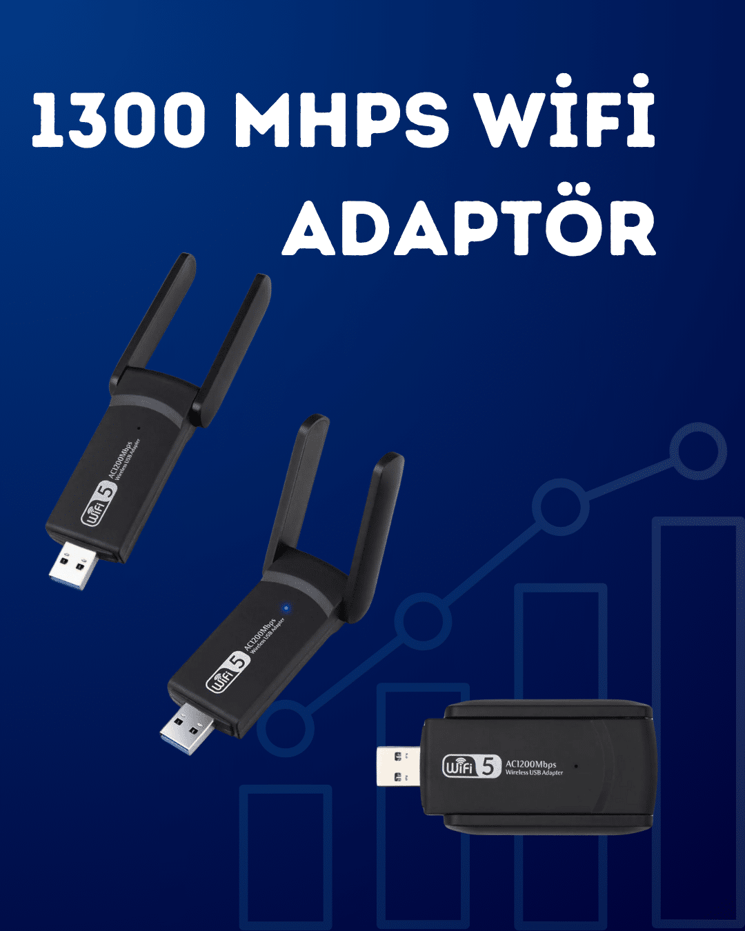 USB WiFi Adaptör – 1200 Mbps Hız
