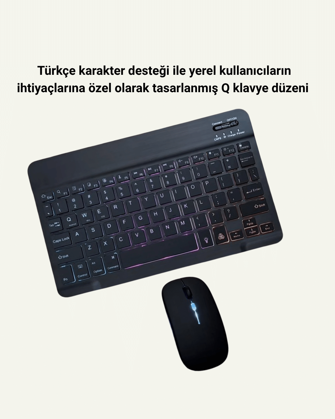 Türkçe Q Klavye Düzenli RGB Kablosuz Klavye Mouse Set - Görsel 3