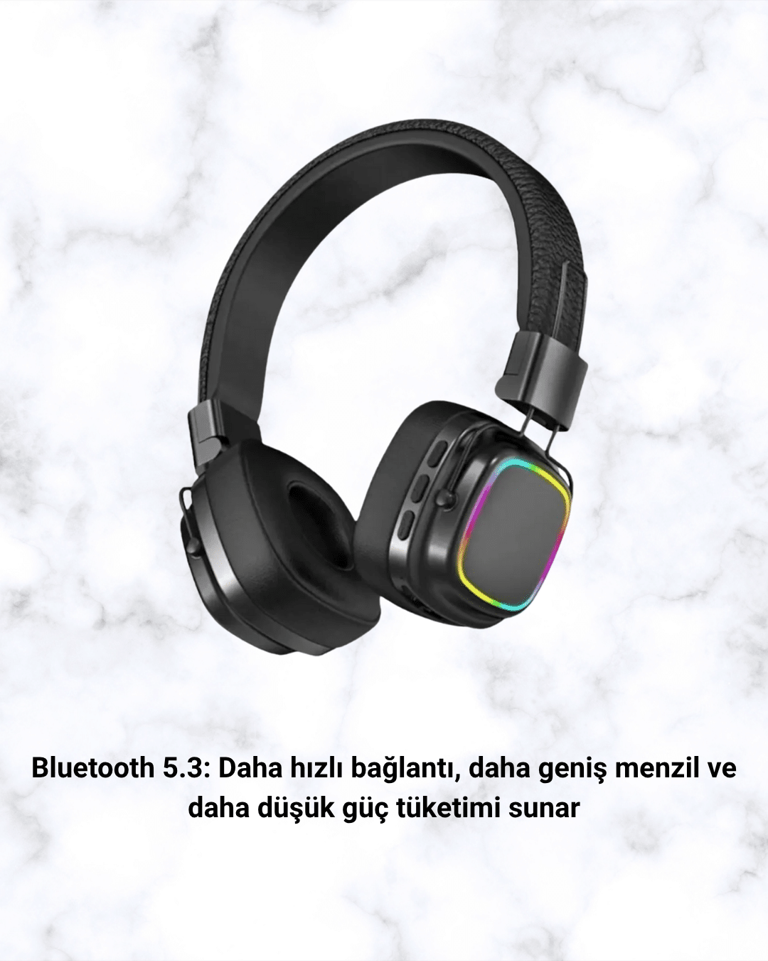 Renkli Işık Efektli Bluetooth 5.3 Müzik Kulaklığı - Görsel 3