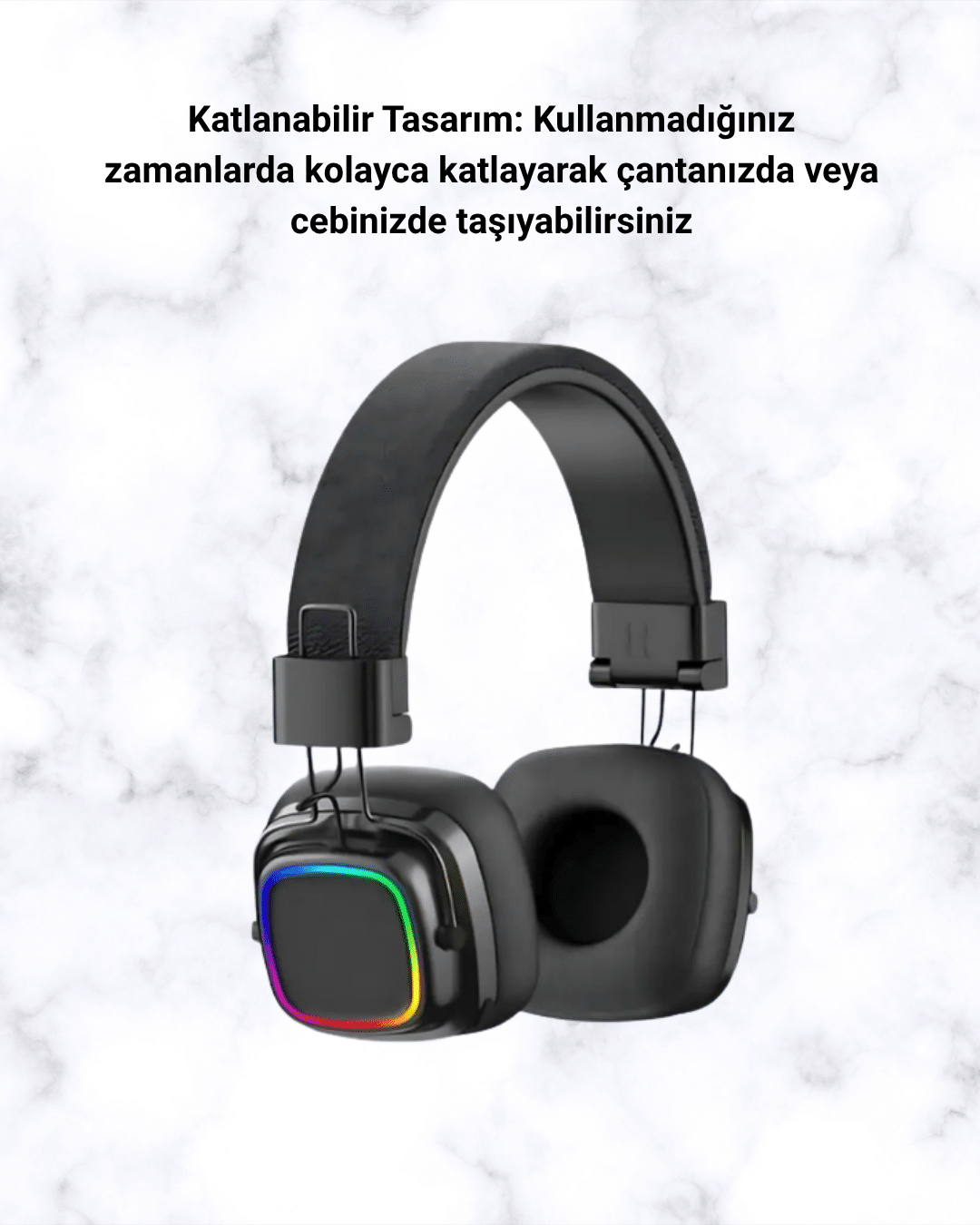 RGB Işıklı Katlanabilir Bluetooth 5.3 Kulak Üstü Kulaklık - Görsel 2